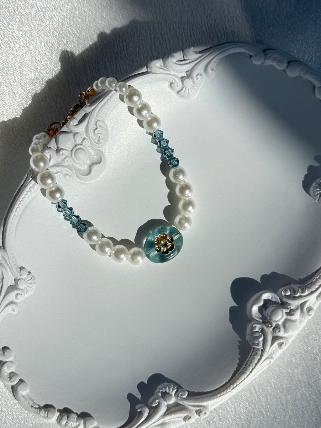 Aqua Bloom Pearl Bracelet
