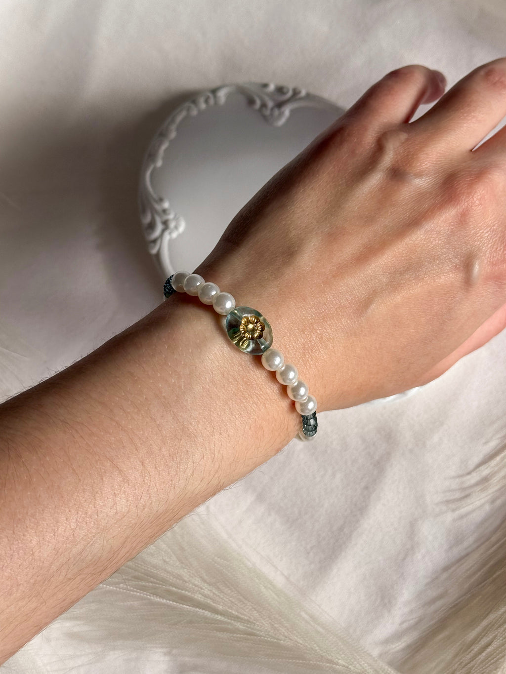 Aqua Bloom Pearl Bracelet